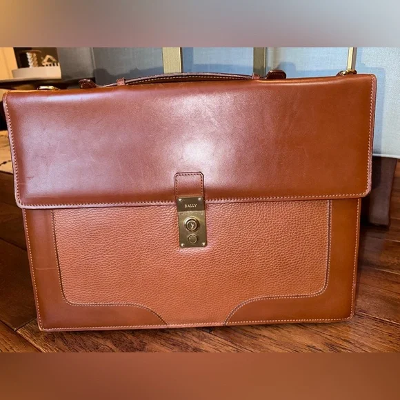 BALLY Vintage Italian Leather Briefcase Cognac Executive Lock Case - Collector - Picture 2 of 15